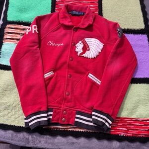 Polo Ralph Lauren Varsity Jacket Indian Chief New York Red Men's Size Medium